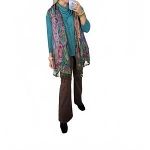 NEW BOK designs bold floral kimono in turquoise